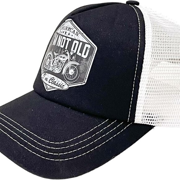 Funny Biker Trucker Hat I’m Not Old I’m Classic Motorcycle Baseball Cap Black Wh - Picture 3 of 3